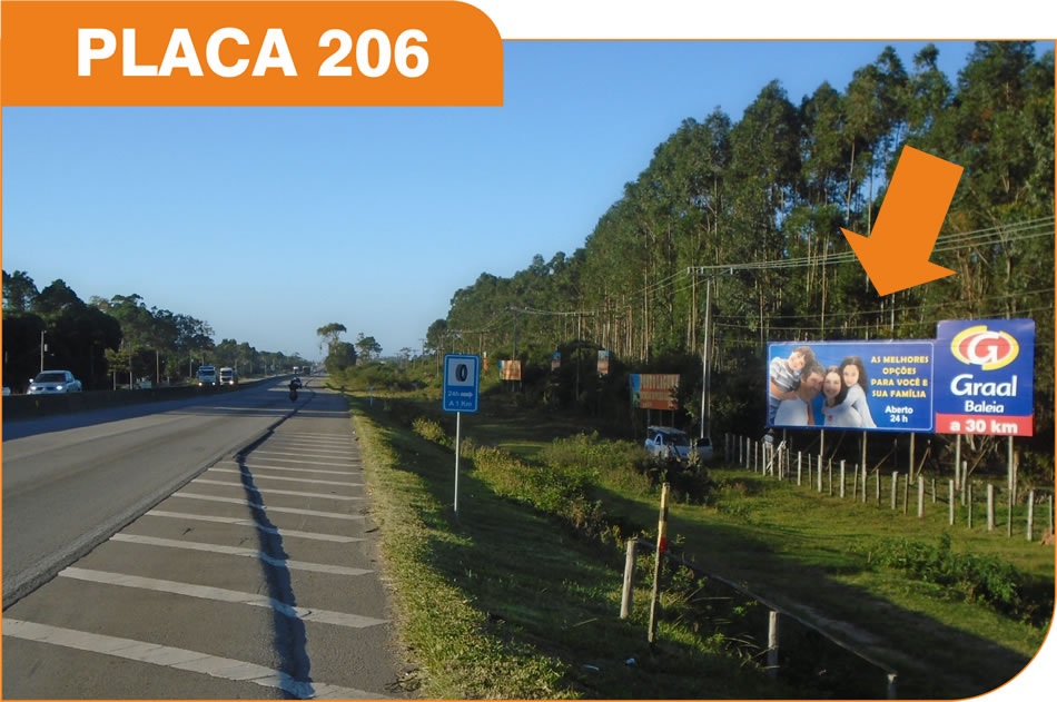 laguna - 206 - painel rodoviáriooviario (12,00 x 4,00) - br 101 / antes rest. encanto e joel estação - sent. fpolis